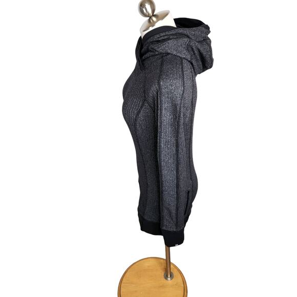 Lululemon Think Fast Hoodie Heathered Herringbone Heathered‎ Black Womens Size 8 - Picture 7 of 12